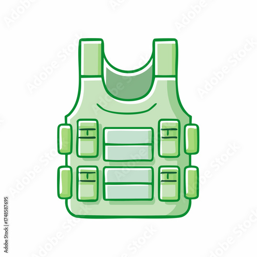 Green Outline Bulletproof Vest Icon 