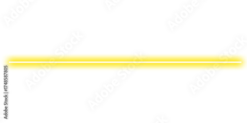 Canvastavla Long yellow neon line with glowing bright light and vibrant effect, modern digit
