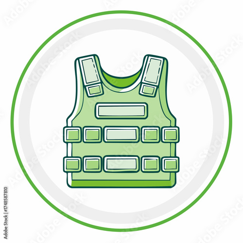 Green Outline Bulletproof Vest Icon 