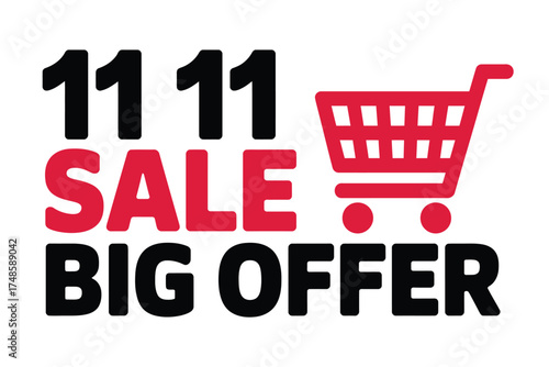 1111 sale big offer with shopping cart isolated on white background great sale promotion