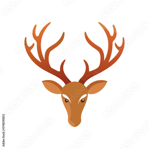 Majestic reindeer antlers and heads isolated image set
