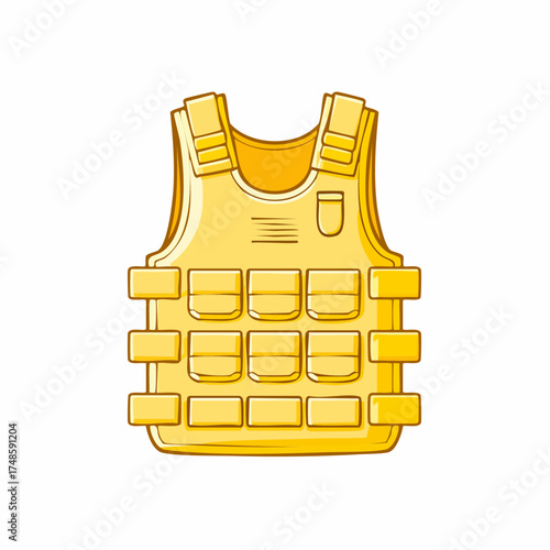 Yellow Outline Bulletproof Vest Icon 