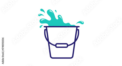 Water Bucket Icon – Splashing Cleaning Container Vector Design