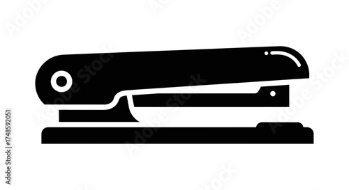 Stapler Icon Vector – Black Office Tool Silhouette Design