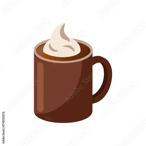 Cozy hot cocoa mug topped with whipped cream perfect for warm winter drinks