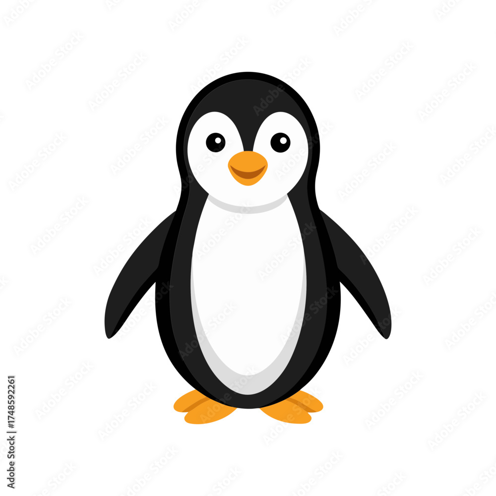 Obraz premium Cute cartoon penguin character simple drawing isolated on ideal for digital art and design