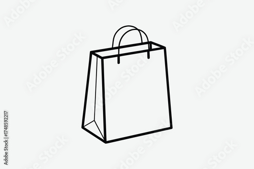 Simple drawing of a paper shopping bag with bold outline silhouette