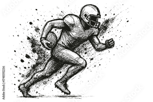 Vector sketch of football player running