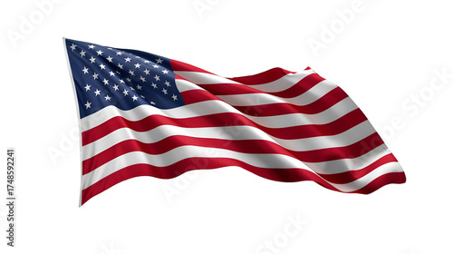 Waving American Flag on Black Background Keywords: USA, flag, united states, america