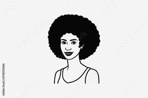 Portrait of a woman with large afro hair distinct black silhouette