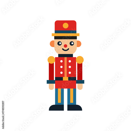Charming toy soldier character design flat style isolated on for festive projects