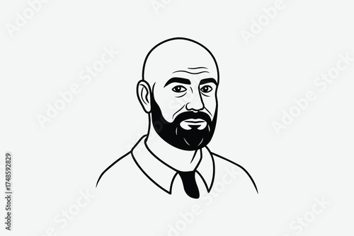 A striking black and white portrait of a bearded man a bold silhouette