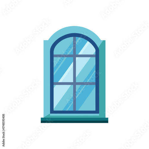 Simple frosted window pane design cozy winter home interior architectural element isolated graphic