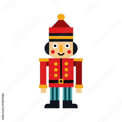 Charming geometric nutcracker soldier figurine festive holiday decoration simple fun cartoon character