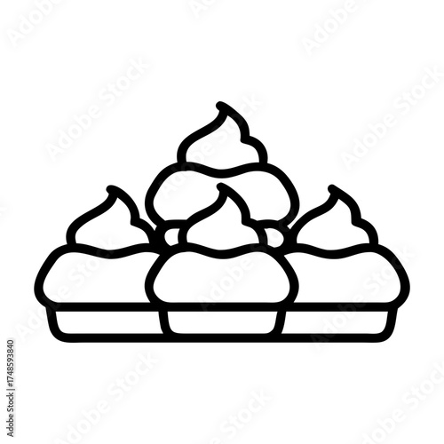 Delicious cupcakes with creamy frosting vector icon