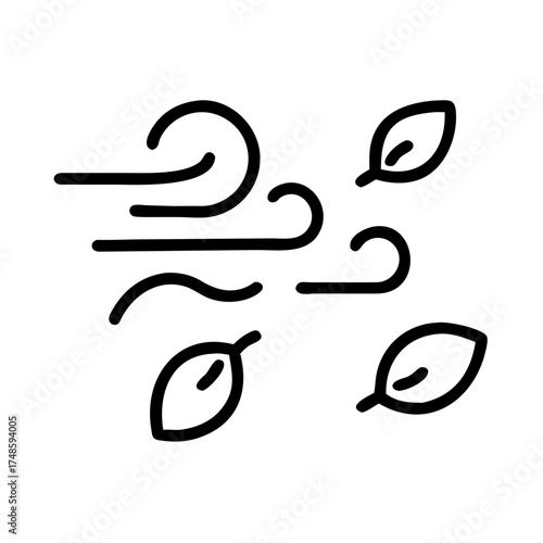 black wind and leaves icon clip art preview