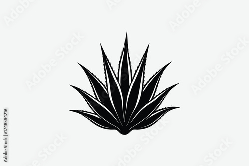 A striking black agave plant design simple and elegantly shaped silhouette