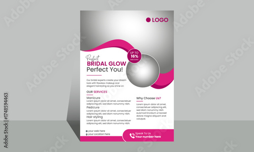 Modern and minimalist  New beauty spa salon flyer design template with women fashion parlor flyer template vector illustration.	