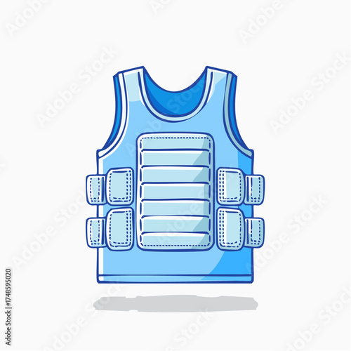 Blue Outline Bulletproof Vest Icon 
