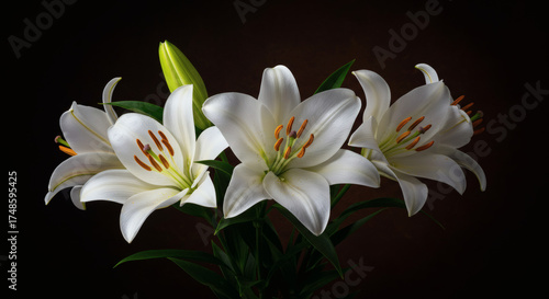 Elegant White Flower on Black Background