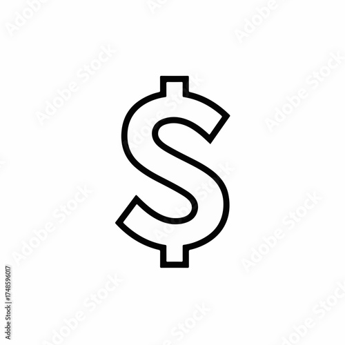 Bold outline of a dollar sign symbolizing wealth and financial success.