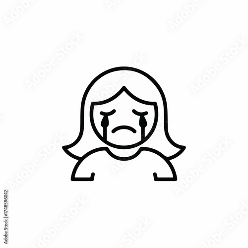 Sad woman crying with tears streaming down her face, expressing distress and sorrow.