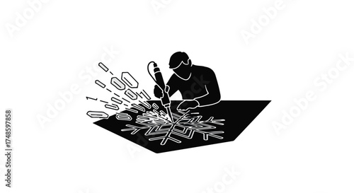 Skilled artisan meticulously engraving intricate snowflake design with precision tool