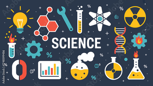 Science Illustration with Lab Equipment and Formulas for Education and Scientific Discovery and Research