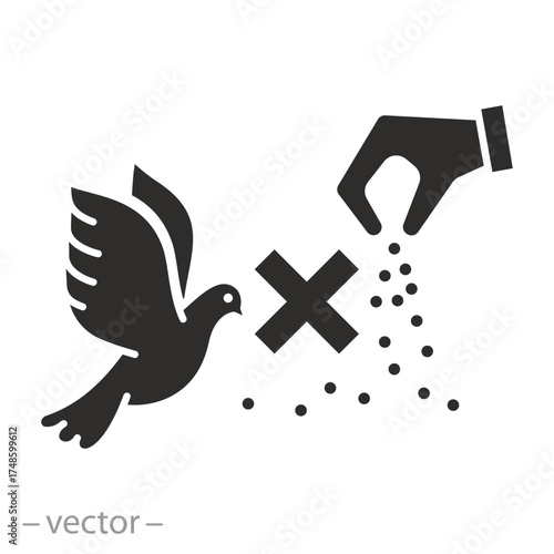 Sign Prohibiting Feeding Birds. Vector Image. Simple Icon.