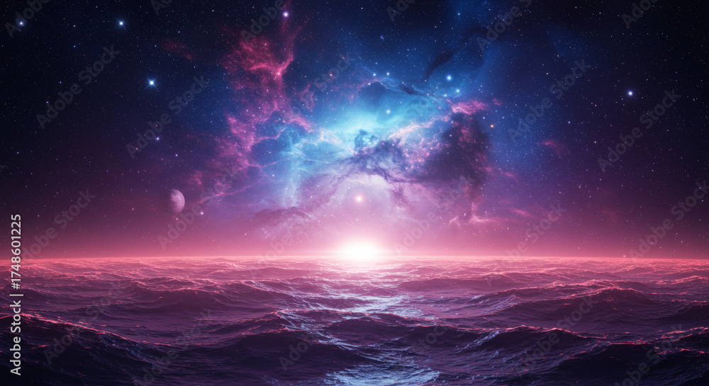 Naklejka premium Sunrise Over the Planet Earth. sunrise in space