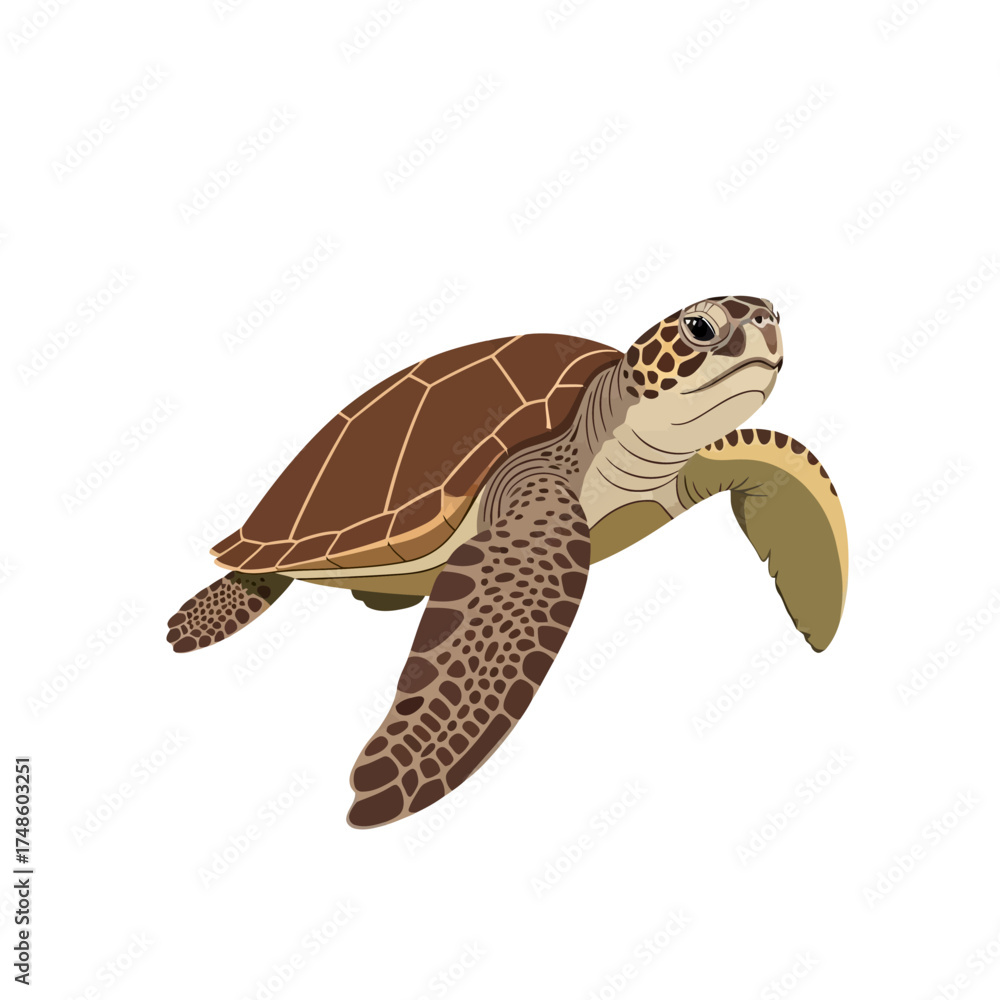 Fototapeta premium Majestic sea turtle glides gracefully through clear ocean waters, a symbol of ancient wisdom and marine life.