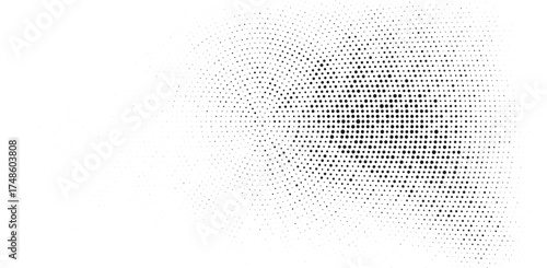Abstract radial halftone pattern in black and white forming gradient circular effect minimalist modern design concept ideal for retro art print digital illustration or web background use