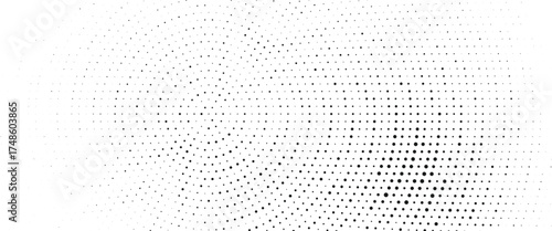 Monochrome halftone wave texture with circular dot pattern forming smooth flow visual modern abstract background concept ideal for minimalist poster digital design or retro composition
