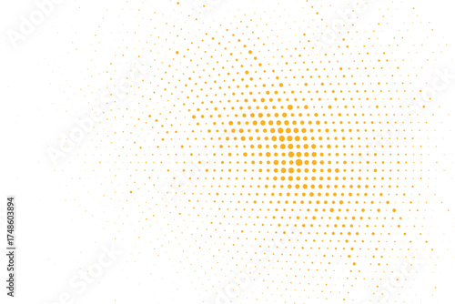 Bright yellow halftone light burst pattern with circular dots forming dynamic radial gradient abstract digital background ideal for pop art poster summer and energetic graphic themes
