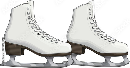 Pair of white figure ice skates isolated on white background