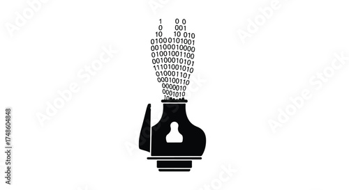 Abstract key unlocking digital data stream, symbolizing access to information and technology.