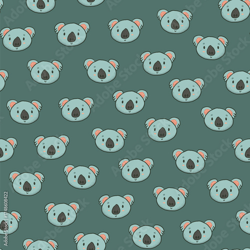 Seamless pattern with cute koalas. Vector illustration.