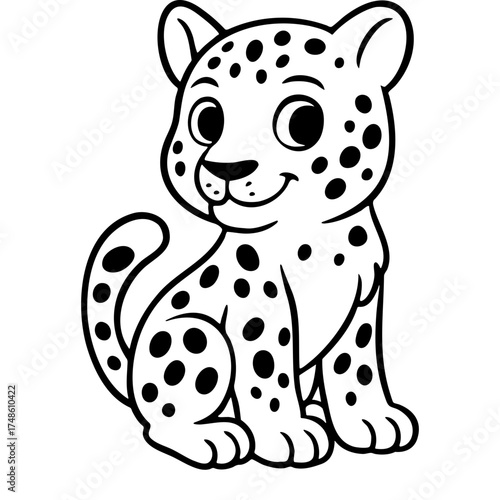 ilustracion lineal de animales del perú, jaguar peruano