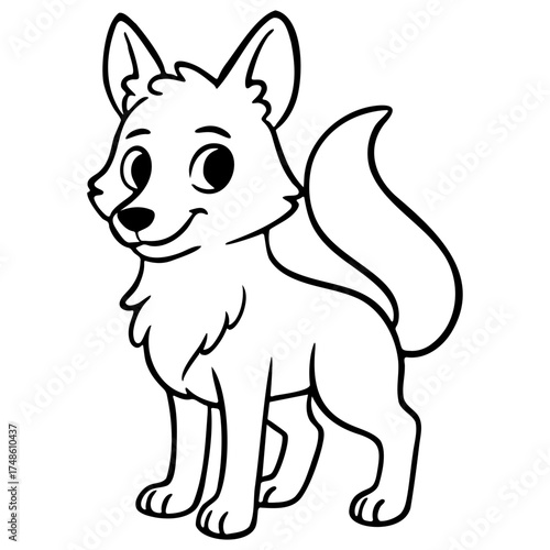 ilustracion lineal de animales del perú, zorro andino