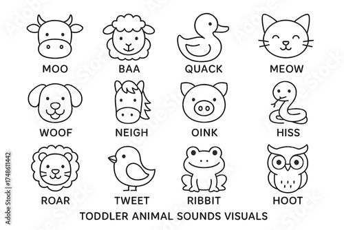 Animal sounds for toddlers with cute cartoon illustrations