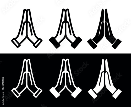 Prayer icon. Emoji of clasped hands, palms. Symbol of request, apology, or gratitude. Pictogram for "please," "thank you," or "thank you." Christian hands gesture or Thanksgiving Day.