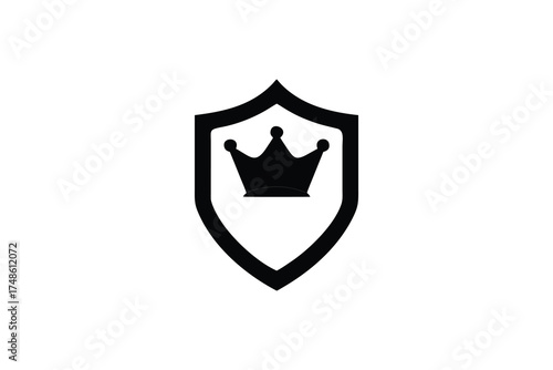 Black shield with a crowned top a striking heraldic design silhouette