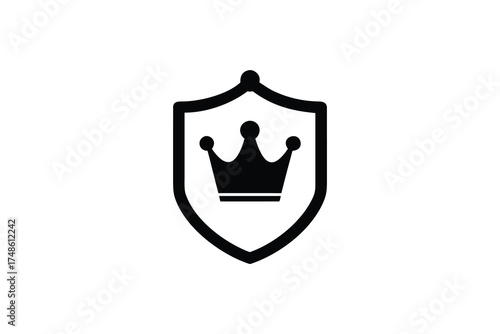 A black shield with a crown emblem a striking graphic silhouette