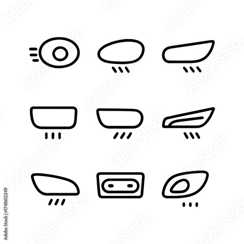 set of outline icons headlights vector on a white background
set of 9 line icons, vector, on a white background