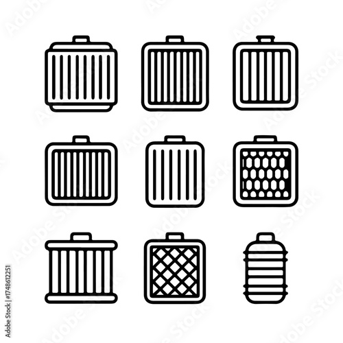 set of outline icons car radiators vector on a white background
set of 9 line icons, vector, on a white background