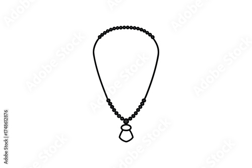 Simple beaded necklace design with a unique pendant black silhouette