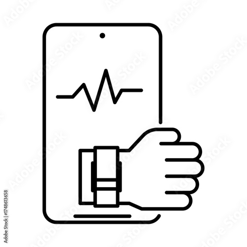Health Tracker Icon, Wearable health device, Fitness tracking, Health monitoring app, Heart rate monitor, and Digital wellness. Vector illustration.