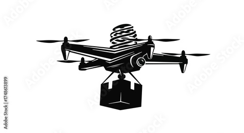 Futuristic drone delivering package with advanced technology and innovation