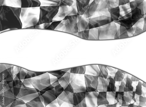 Checkered racing flag on white