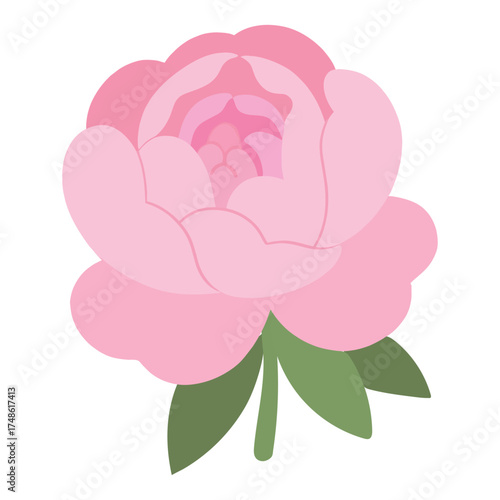 Peony Flower Vector Icon in Flat Color Style for Wedding, Nature, and Botanical Design